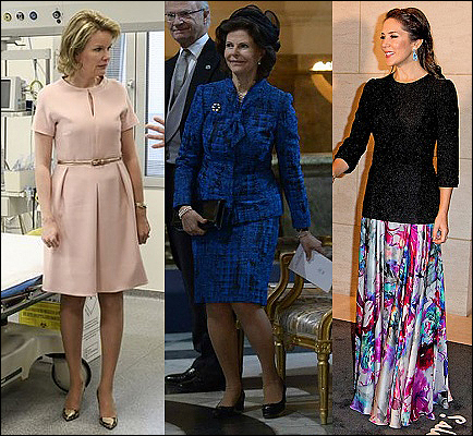 (L-R) Queen Mathilde, Queen Silvia and Crown Princess Mary