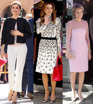 (L-R) Queen Letizia, Queen Rania and Queen Mathilde.